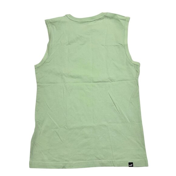 Puma Essentials‎ Mens Size S Light Mint Green Logo Crew Neck Sleeveless T-Shirt - Picture 3 of 8